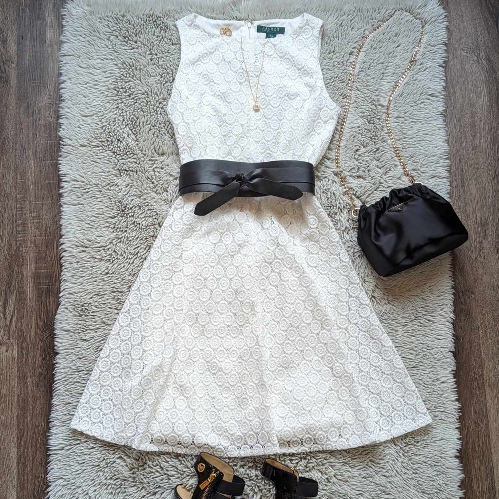 NWT Ralph Lauren A-line White Dress, Size 2